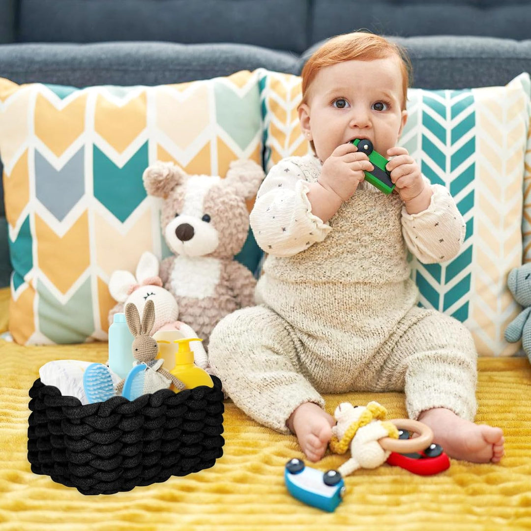 Aufbewahrungskorb Baumwolle, Strickkorb Baumwolle, Aufbewahrung Körbe, Aufbewahrungskorb Geflochten,