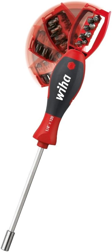 Wiha Schraubendreher mit Bit Magazin magnetisch gemischt mit 8 Bits, 1/4" I Bithalter I Bitsatz I pl