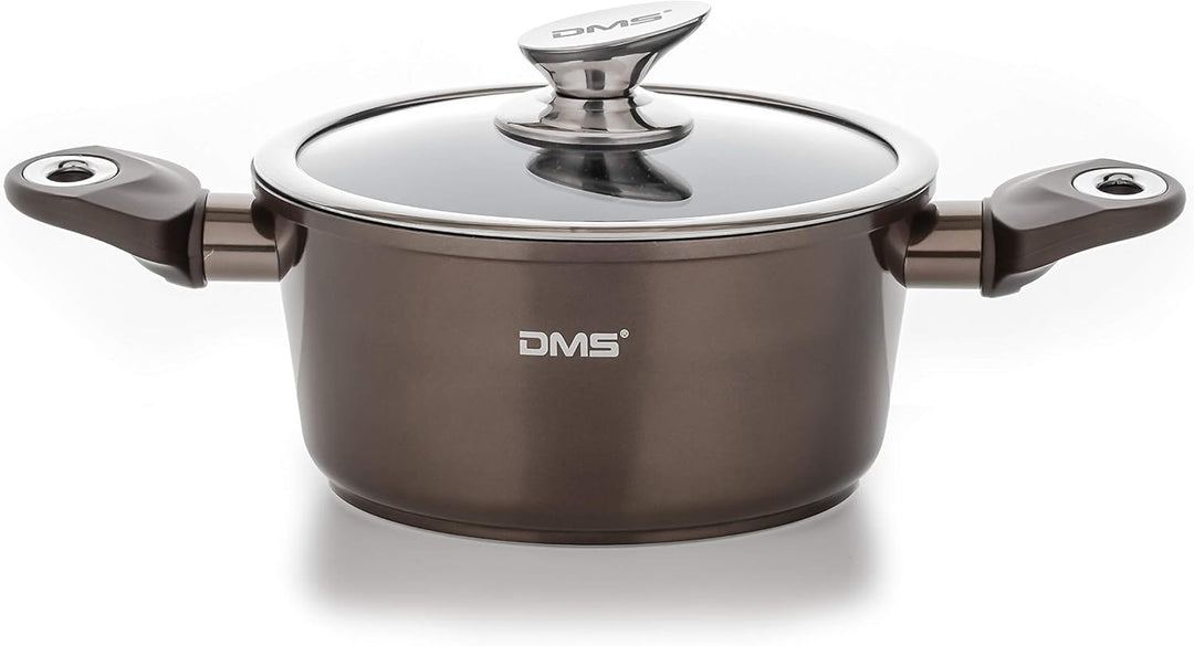 DMS® 15-teilig Induktion Kochgeschirr Kochset Töpfe Pfannen Bratpfanne Kasserolle Suppentopf Glasdec