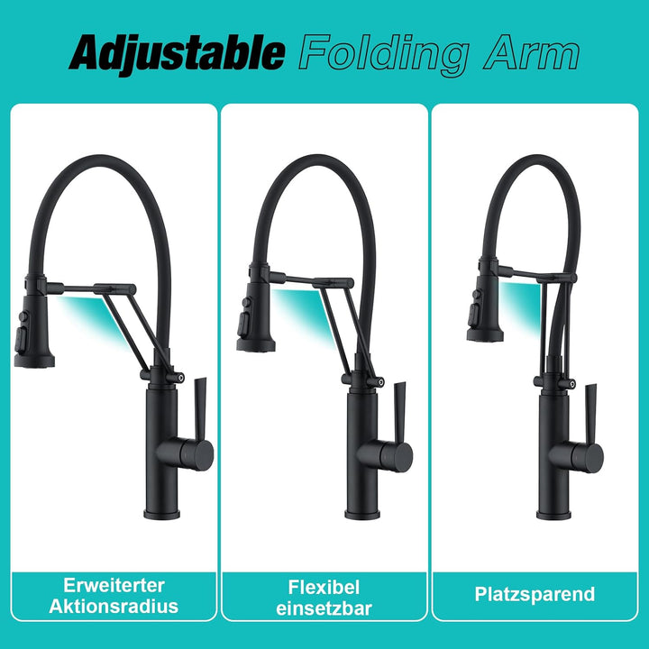 CREA Küchenarmatur mit 4 Wasserstrahlen abnehmbar, Einhebelmischer Armatur Wasserhahn für Küche Spül