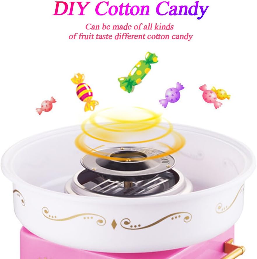 500W Zuckerwattemaschine, Mini Home DIY Süssigkeitenmaschine, 220V Zuckerwattegerät, mit 10 Zuckerwa
