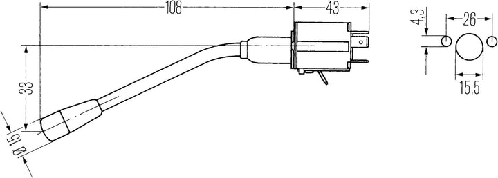 HELLA - Lenkstockschalter - mit Blinker-Funktion/mit Hupe/mit Lichthupe - Länge: 108mm - Kabel: 60mm