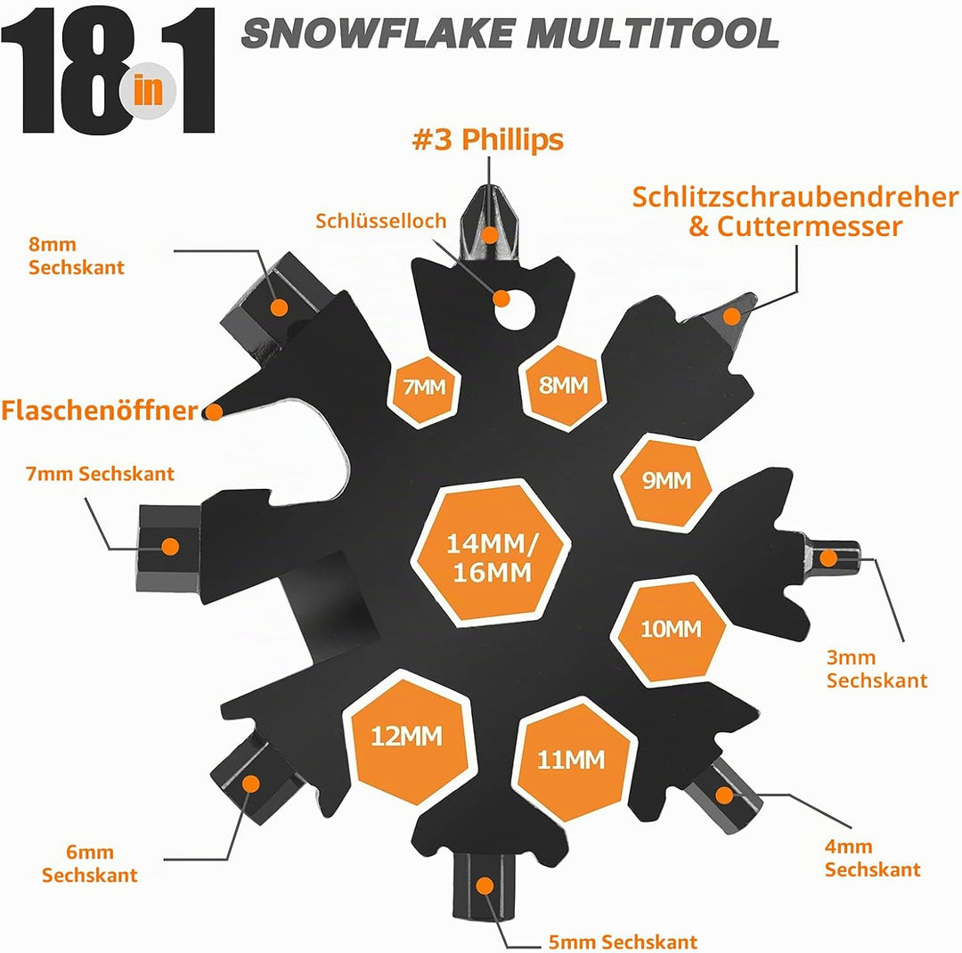 WayinTop Werkzeug Geschenke für Männer, 37 in 1 Taschenwerkzeug Multi-Tool Hammer mit Schneeflocken