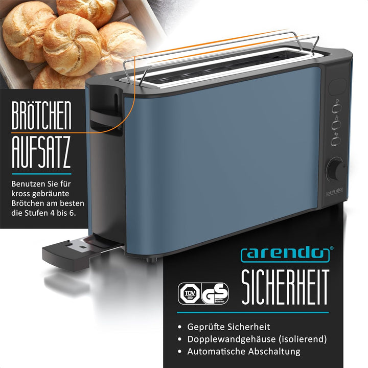Arendo - Toaster Langschlitz 2 Scheiben - Defrost Funktion - 1000 W - Doppelwandgehäuse - Integriert