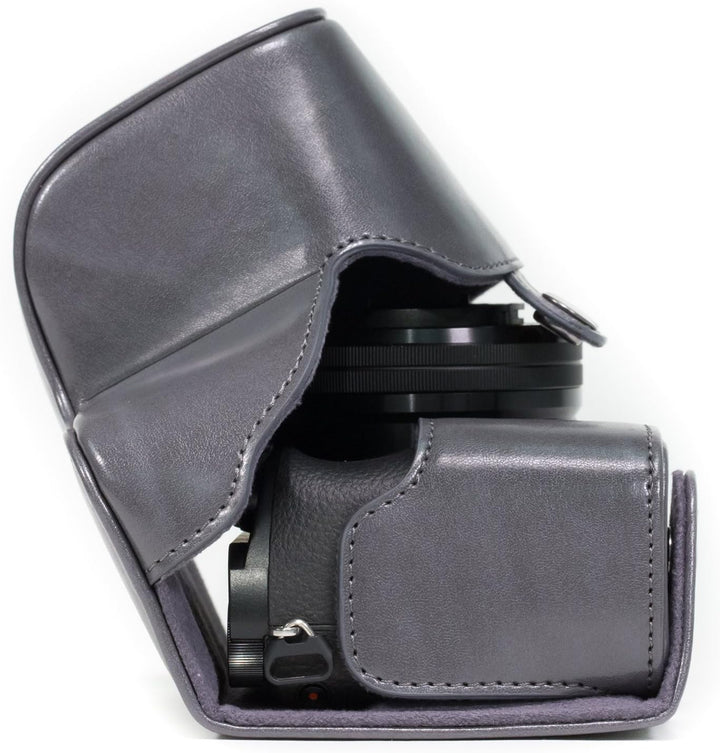 MegaGear Sony Alpha A6300, A6000 (16-50 mm) Ever Ready Leder Kamera-Case mit Trageriemen und Batteri