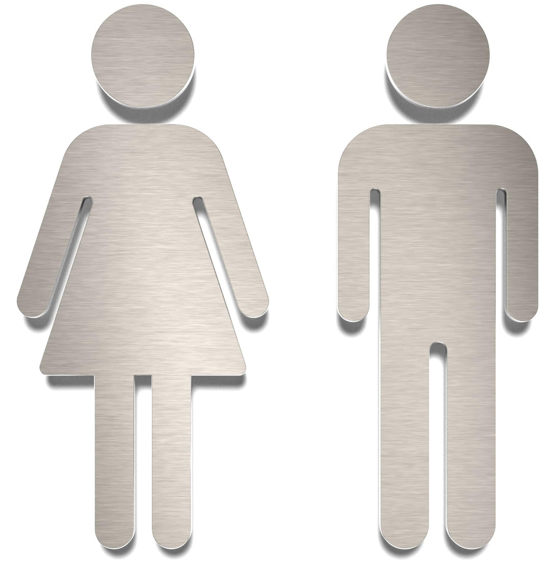 Edelstahl WC-Schilder Set – selbstklebend & pflegeleicht – Design Toiletten-Piktogramme –