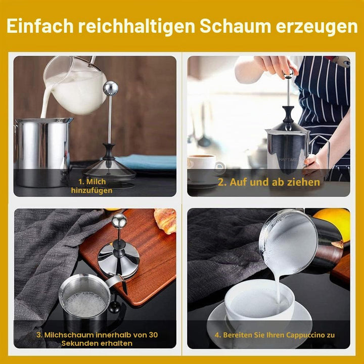 Milchaufschäumer aus Edelstahl von Cozyswan, mit doppeltem Gitternetz für cremigen Milchschaum, 400