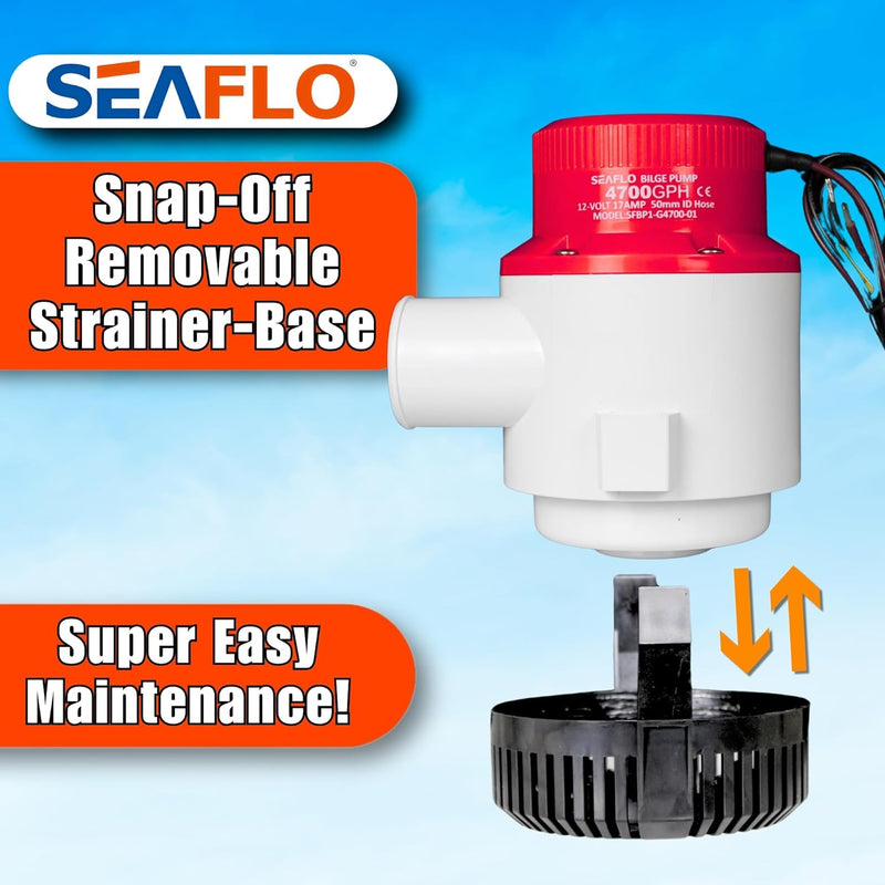 SEAFLO 01-Serie 4700GPH Bilgepumpe – 12 V Marine Tauchpumpe mit Anti-Irlock-Schutz, 4 Jahre Garantie