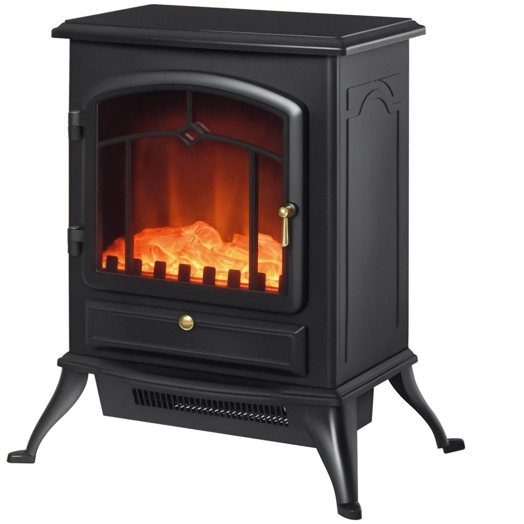 HOMCOM Elektrokamin Kaminofen Flammeneffekt 1000/2000W Überhitzungs-Schutz Metall Schwarz 45 x 28 x
