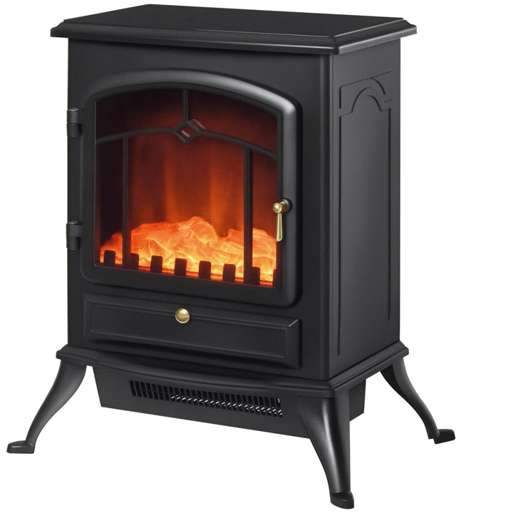 HOMCOM Elektrokamin Kaminofen Flammeneffekt 1000/2000W Überhitzungs-Schutz Metall Schwarz 45 x 28 x