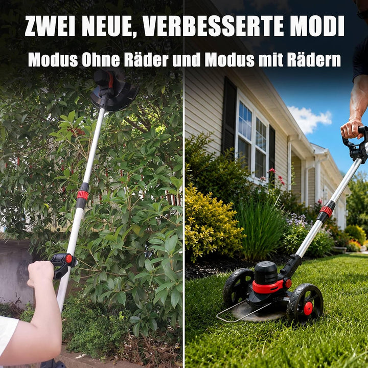 Rasentrimmer mit Akku Freischneider mit Unkrautbürste, 4 in 1 Akku Rasentrimmer mit Unkrautbürste, M