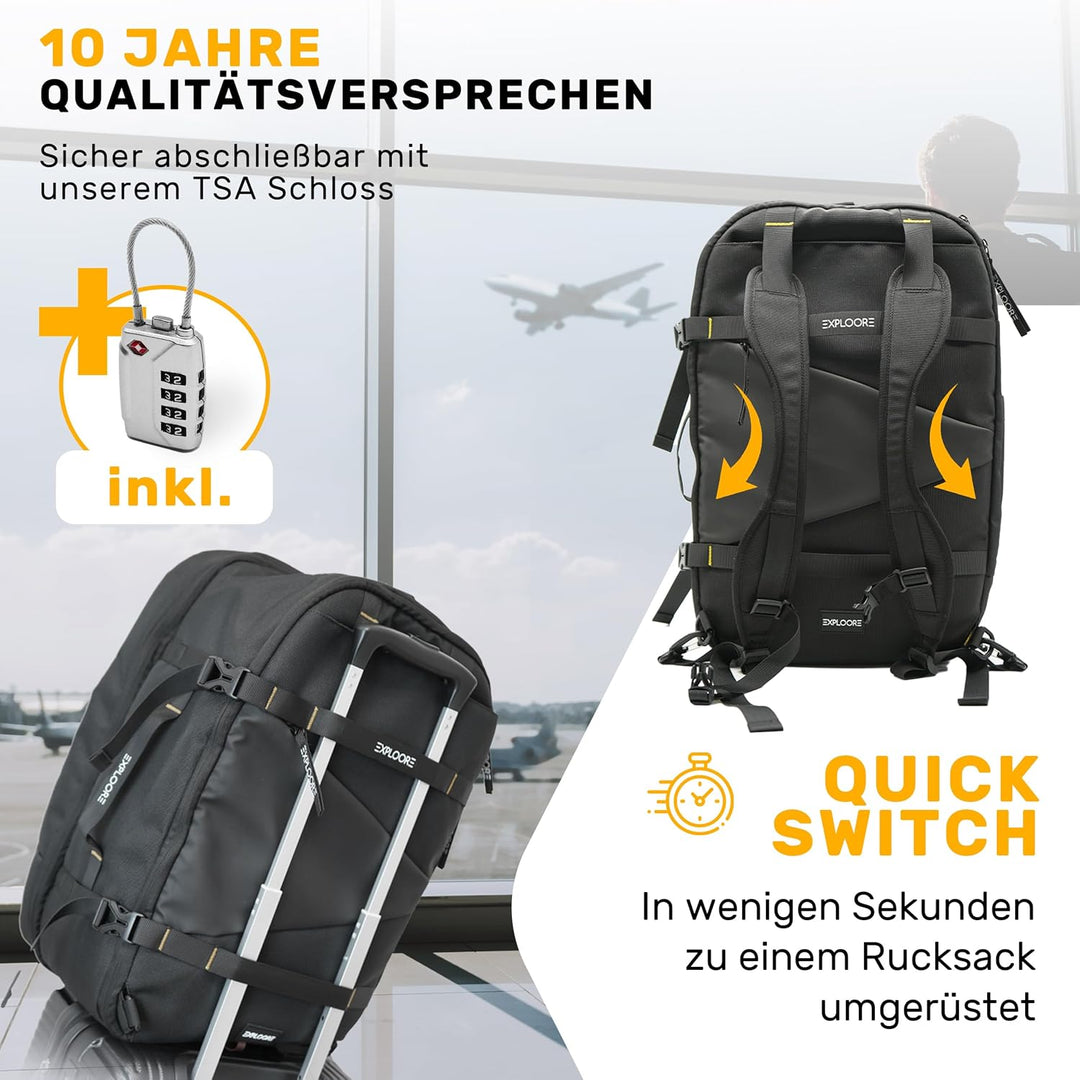 Handgepäck Koffer, Trolley, Leichter Robuster Hartschalenkoffer mit TSA-Schloss, Reisekoffer mit Rol