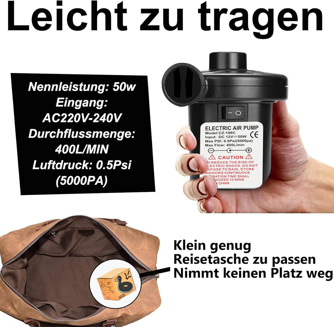 Elektrische Luftpumpe Luftmatratze, 2 in 1 Luftpumpe Elektrisch für Aufblasbar und Ablassen, Pumpe L