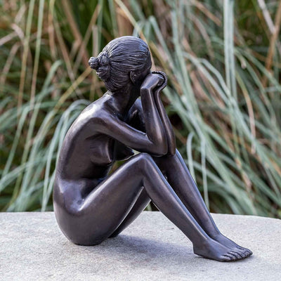 IDYL Bronze-Skulptur Nackte Frau | 29x11x30 cm | Klassische Bronze-Figur handgefertigt | Gartenskulp