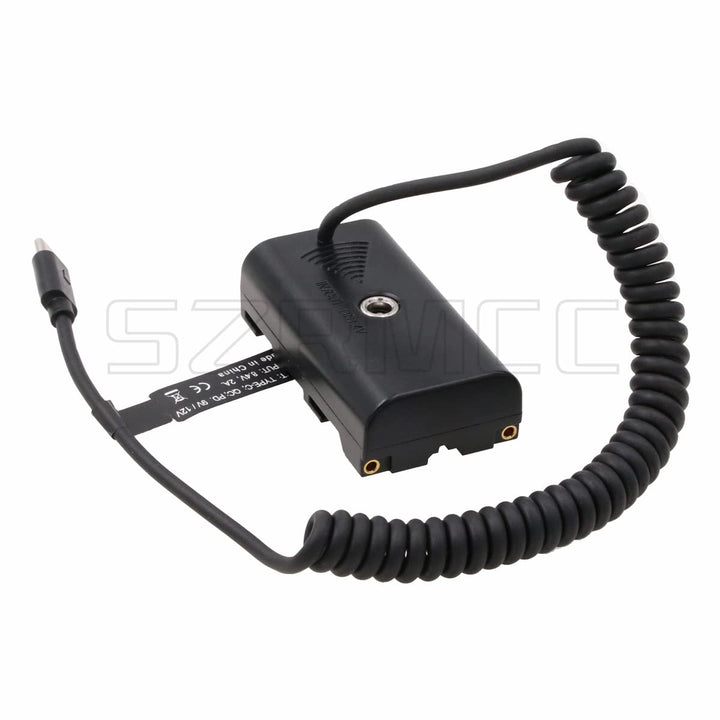SZRMCC NP F970 F550 Dummy-Akku mit Eingang 7,4 V 3 A auf Typ-C USB C PD Trigger Kabel für Atomos Sho