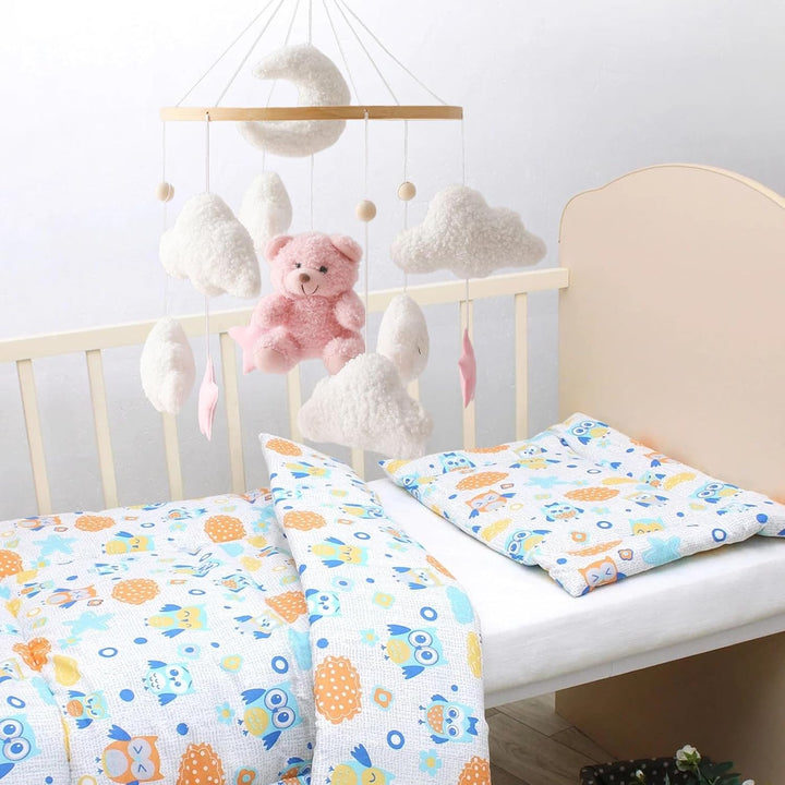 Mobile Baby Windspiele, Babybett Mobile 3D Bär Hase Kaninchen Wolken, Kinderzimmer Hängende Bettgloc
