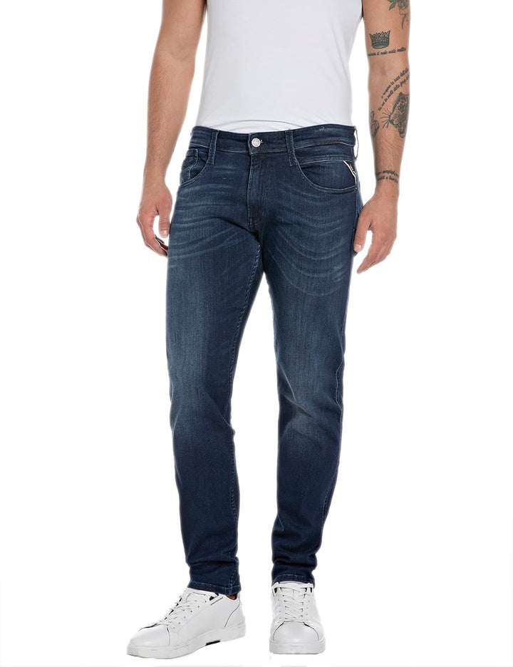 Replay Herren Jeans Anbass Slim-Fit mit Power Stretch, Blau (Dark Blue 007), W30 x L32