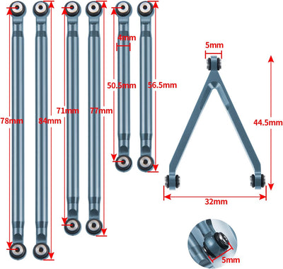 AXspeed 1 Set 1/24th Aluminium Linkage Pull Rod Chassis Links für Axial Scx24 4WD RTR AXI00005 RC Ca