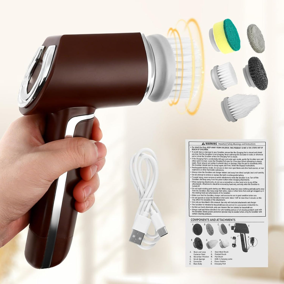 Reinigungsbürste Elektrisch 5-In-1,Ipx7 wasserdichte,Mit 5 Bürstenköpfen,2000 Mah Akku,Horsepower Sc