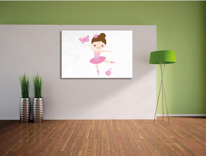 Pixxprint Ballerina Schmetterling Blumen als Leinwandbild/Grösse: 100x70 / Wandbild/Kunstdruck/ferti