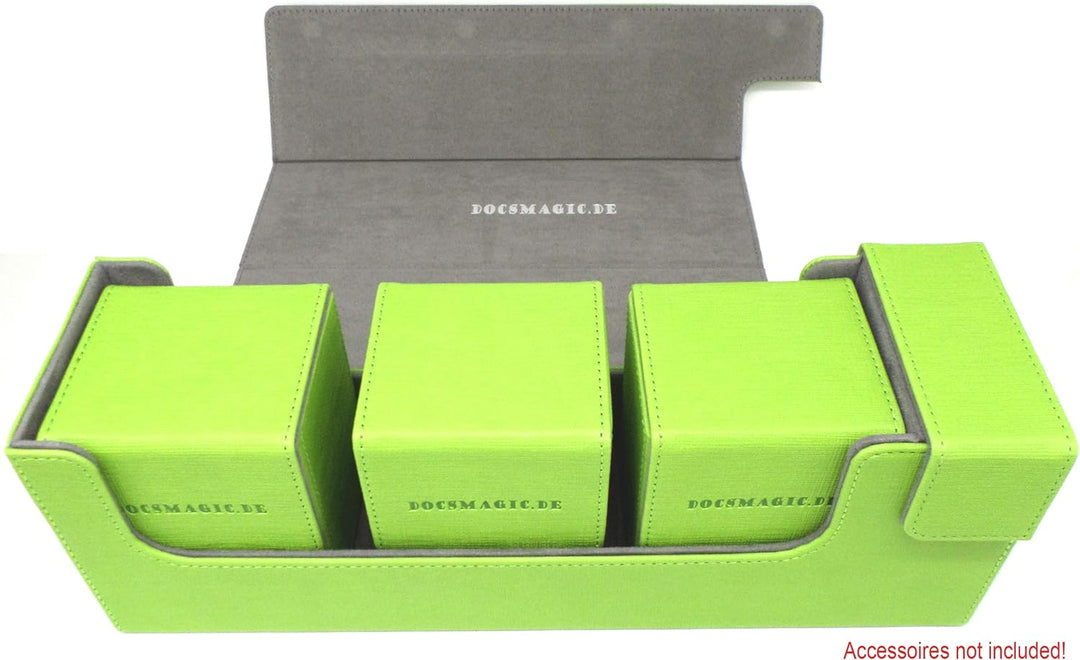 docsmagic.de Premium Magnetic Tray Long Box Light Green Medium - Card Deck Storage - Kartenbox Aufbe