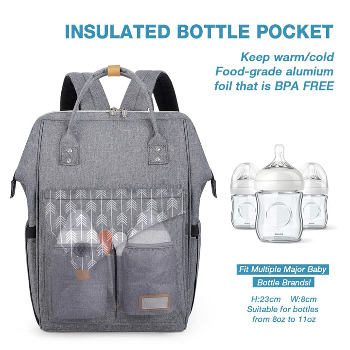 Lekebaby Baby Wickelrucksack Wickeltasche mit Wickelunterlage Multifunktional Grosse Kapazität Babyt