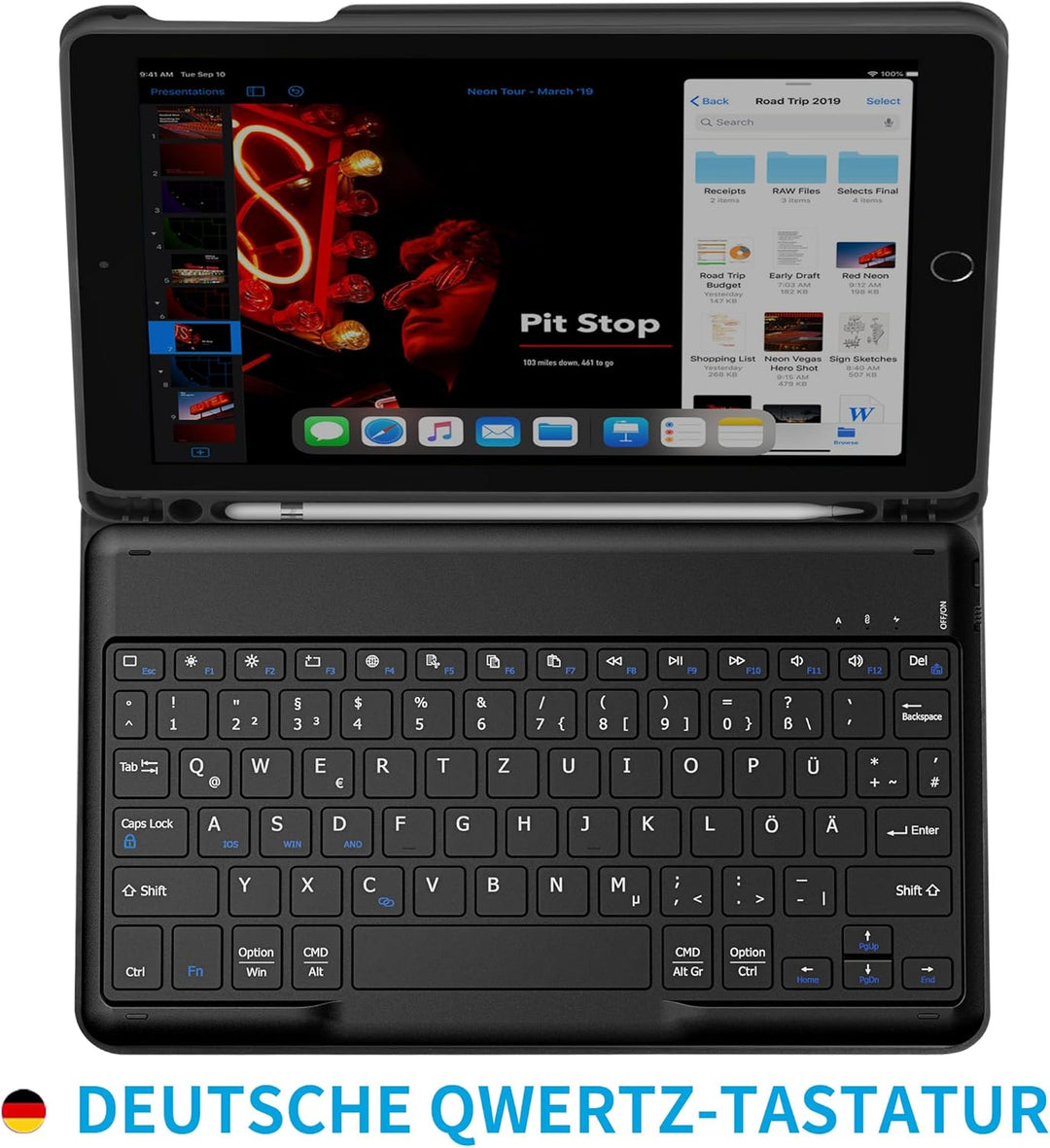 EasyAcc Tastatur Hülle Kompatibel mitiPad 6. Generation 2018/5. Generation 2017, Air 2 & 1, Bluetoot