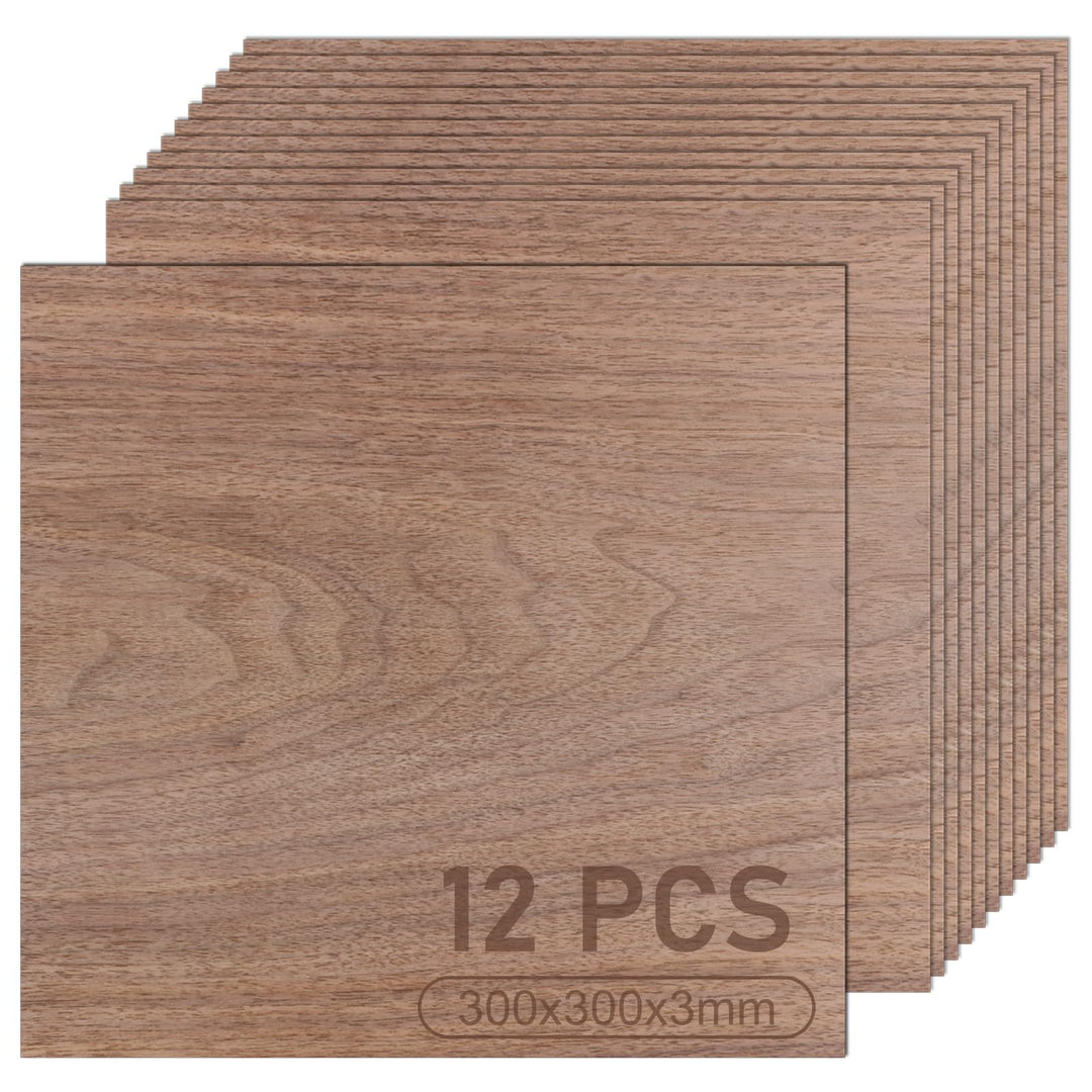 12 Stück Sperrholzplatte 3mm, Walnuss Sperrholz 3mm, 30 X 30 cm Unbehandeltes Nussbaum Holz, Lindenh