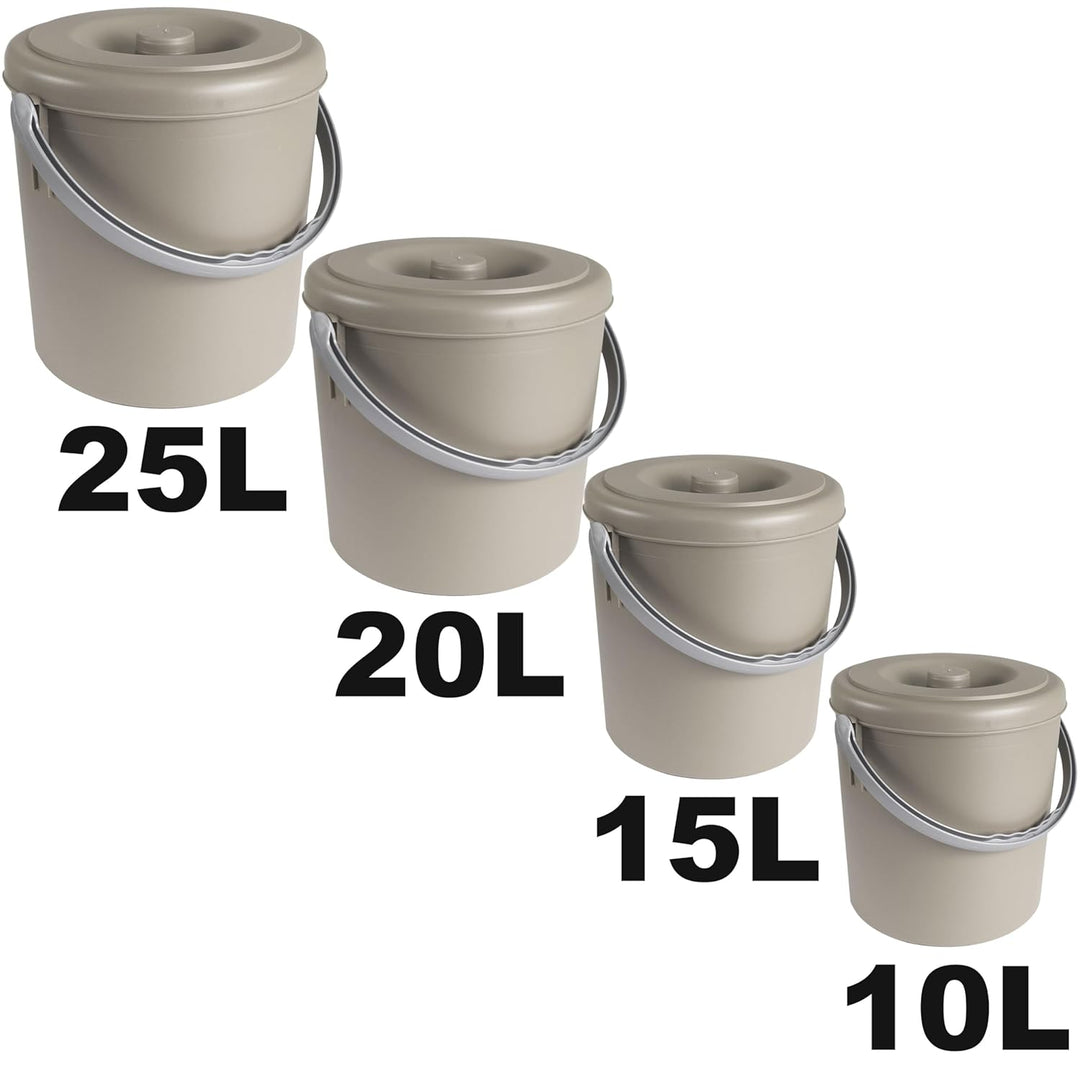#11 Mülleimer 10 Liter mit verschliessbarem Deckel und Henkel - Taupe - 27cm hoch - Ø24cm | Abfallsa