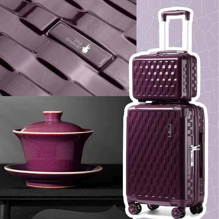 Sea choice Handgepäck Koffer Set 2 Teilig Hartschalen Trolley mit Kosmetiktasche Eckenschutz ABS+PC