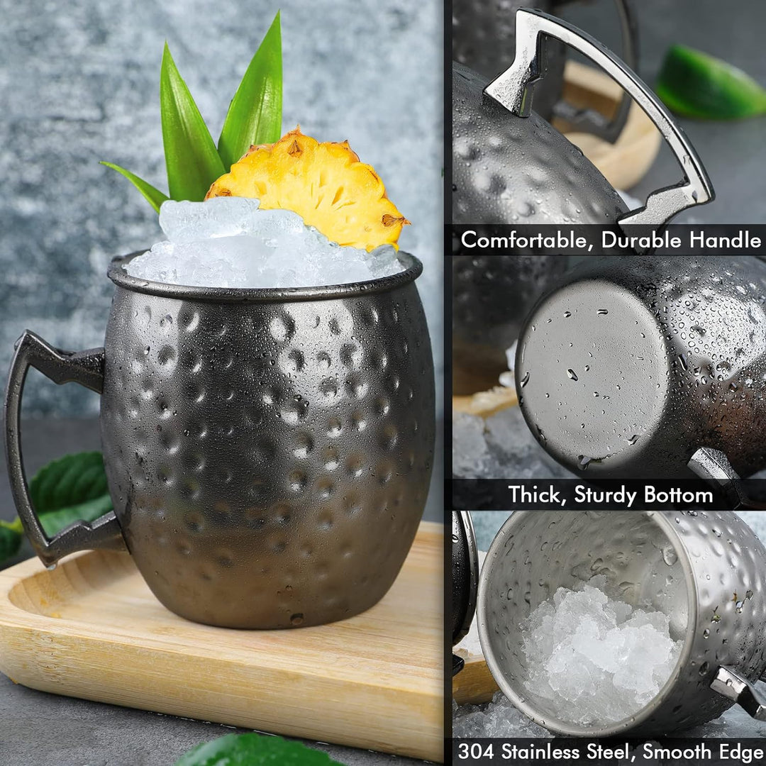 Moscow Mule Mugs Set of 4 Black Moscow Mule Mug 530 ml Gunmetal Black Plated Stainless Steel Mug Dou