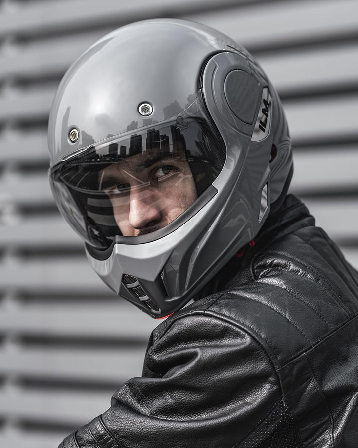 ILM Motorradhelm Integralhelm Klapphelm Fullface Helm Herren Damen ATV UTV mit 180° Umkehrbarer Kinn