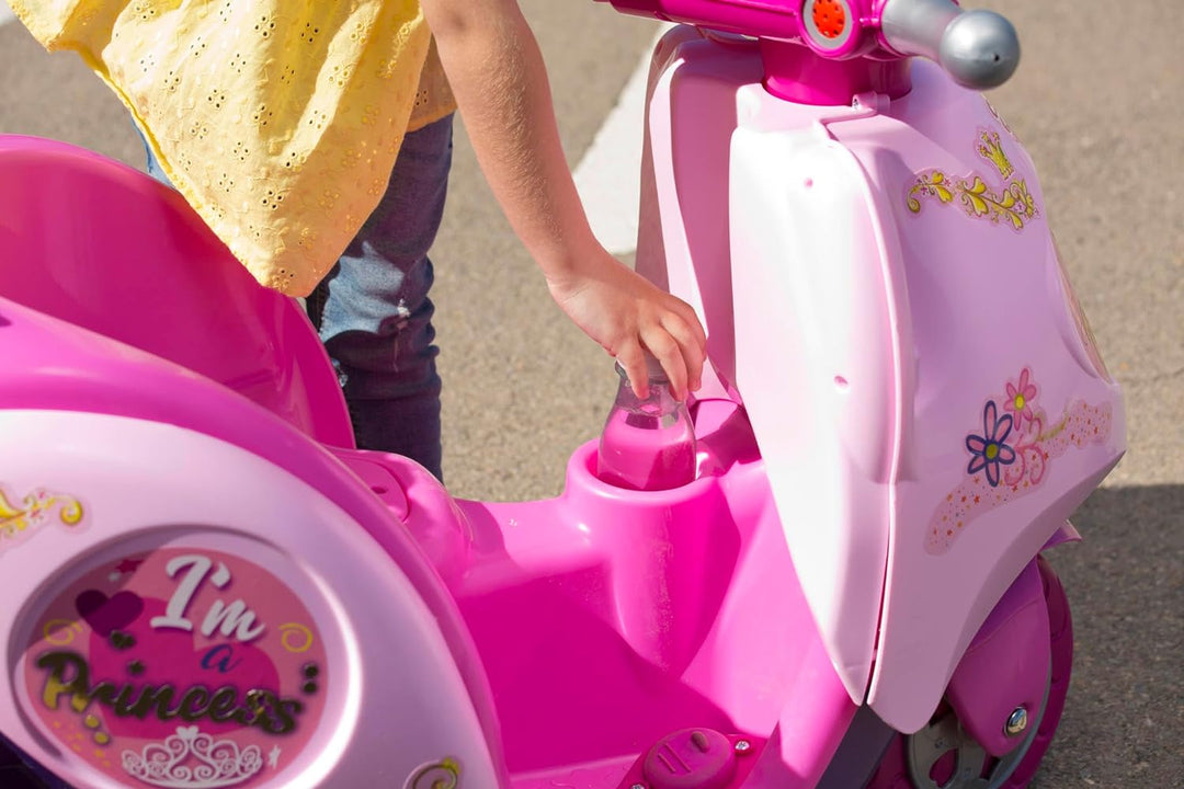 FEBER - Scooty Little Princess, 6V rosa Elektroroller und Aufsitzmobile mit Prinzessinnendesign, mit