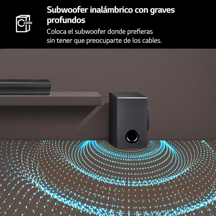 LG SQC4R 4.1 Soundbar (220W) mit kabellosem Subwoofer und Rücklautsprechern (Adaptive Sound Control,