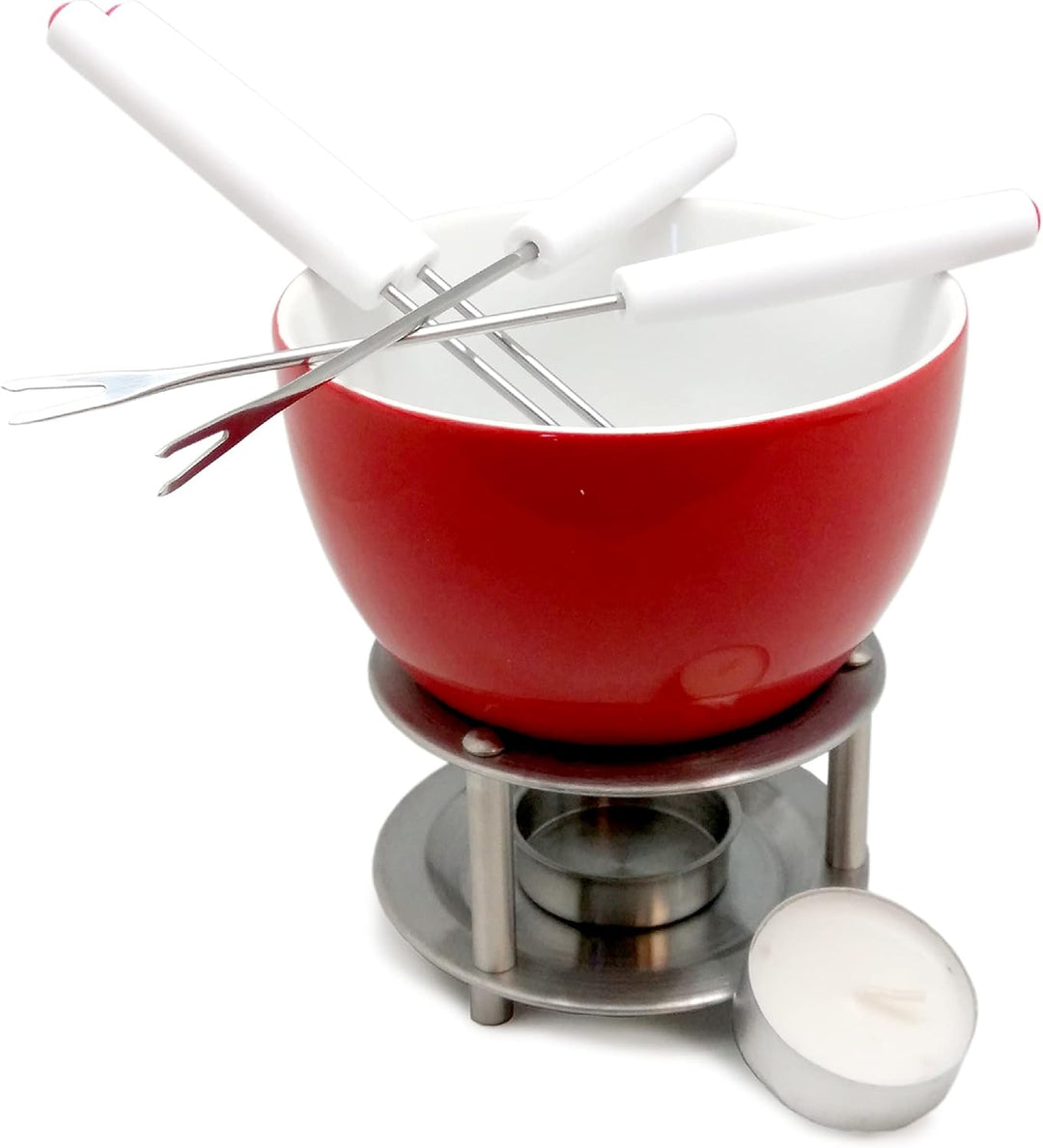 Vin Bouquet FIH 022 - Schokoladen-/Käsefondue aus Keramik, einschliesslich Teelicht und vier Spiesse