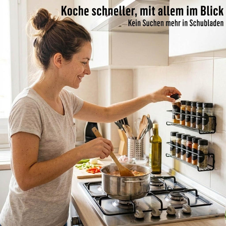 Deco haus® Gewürzregal Wand ohne Bohren - Gewürzregal Hängend 4er Set - Gewürzregale Ohne Bohren Sch