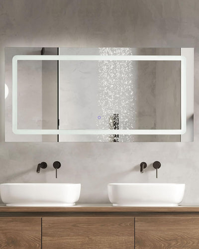 Badspiegel mit LED-Licht Touch-Sensor Antibeschlag silber 120x60 cm Benouville
