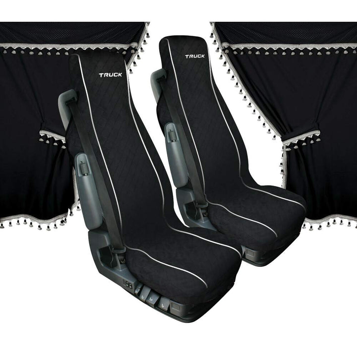 Lampa Melissa Innenraum-Set Mikrofaser Sitzbezug und Gardinen in schwarz, Schwarz