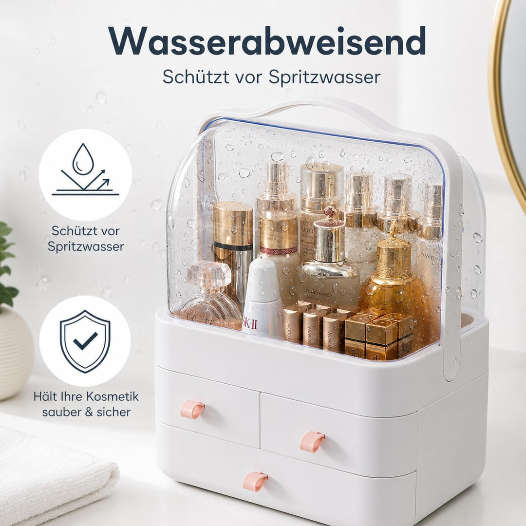 RMAN Make Up Kosmetik Organizer, Beauty Organizer 180° Drehung mit Deckel Staubdicht Kosmetische Auf