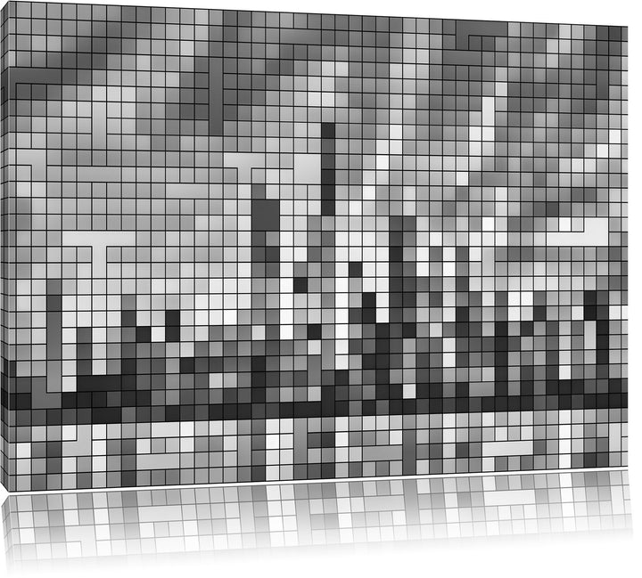 New York Pixel Skyline als Leinwandbild/Grösse: 100x70 cm/Wandbild/Kunstdruck/fertig bespannt, 100x7