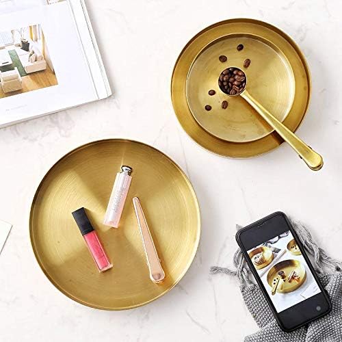 Rundes Tablett aus Edelstahl Serviertablett Goldfarben Schmuck- und Make-up-Organizer/Kerzenteller G