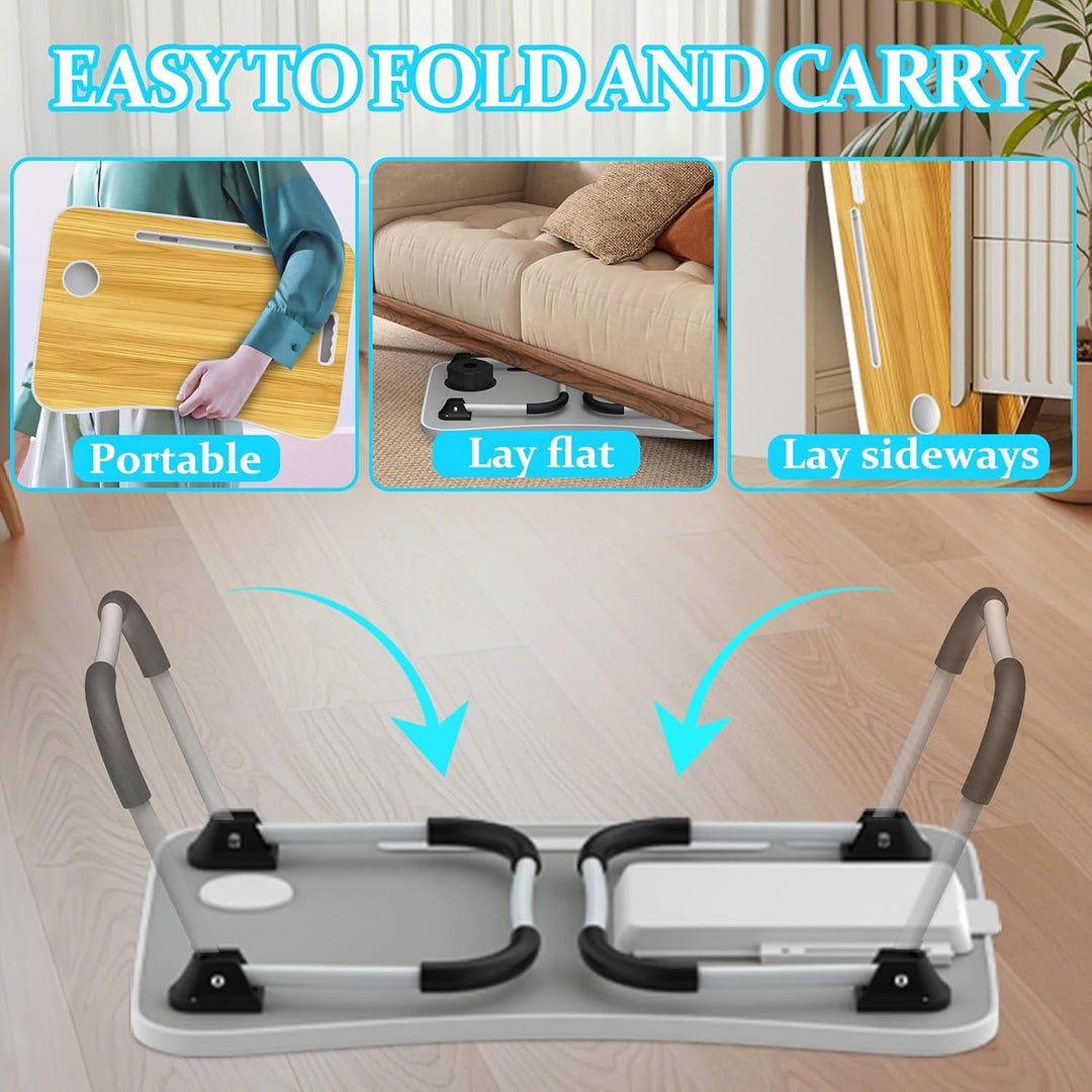 Soontrans Laptoptisch, 60 x 40 x 28 cm, Laptop Tisch mit Schublade, Getränkehalter, Kleiner Ventilat