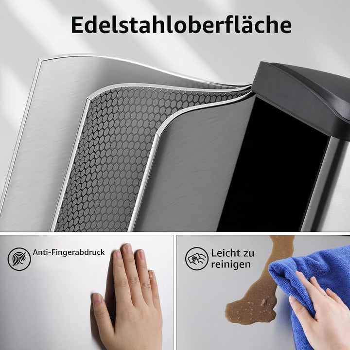 LIFERUN Mülleimer 3 Fächer, 3x 8L Mülltrennsystem, 24 Liter Abfalleimer Küche, Kleiner Treteimer aus