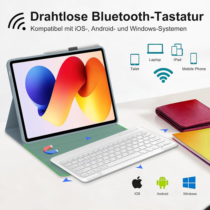Tastatur Hülle für XIAOMI REDMI Pad 2 Pro 12.1"/Xiaomi Redmi Pad Pro 12.1", QWERTZ Deutsches Magneti