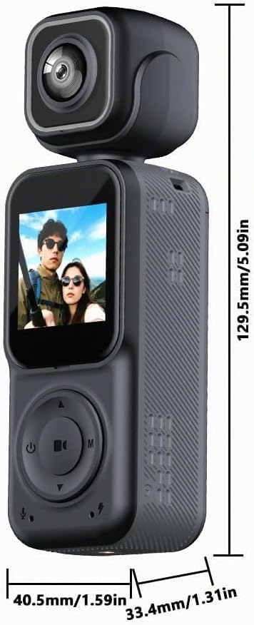 4K Vlog Kamera mit WLAN, Dual Kamera und 180° Schwenkobjektiv, Mini Pocket Camera mit 1,5 Zoll IPS D