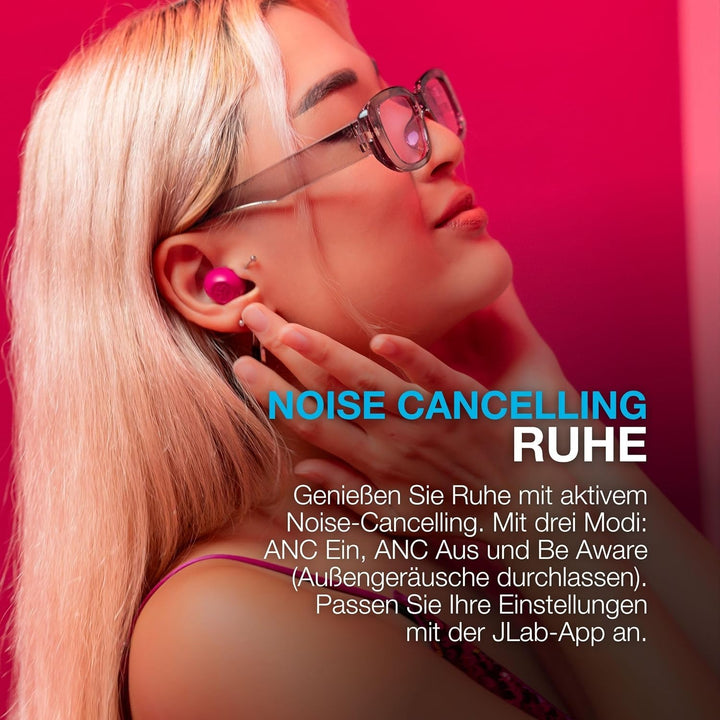 JLab Go Pop ANC In Ear Kopfhörer Bluetooth, Active Noise Cancelling kabellose Kopfhörer 24+ Std. Spi