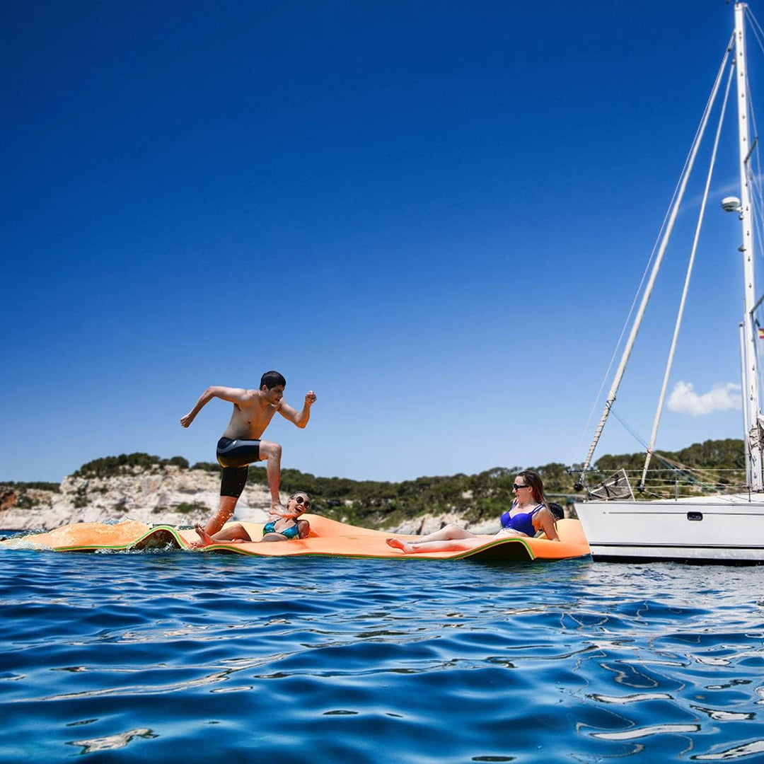 GOPLUS 350 × 183cm Wasserhängematte, Aufrollbare Schwimmmatte für 4-6 Personen, Schwimmende Wasserma