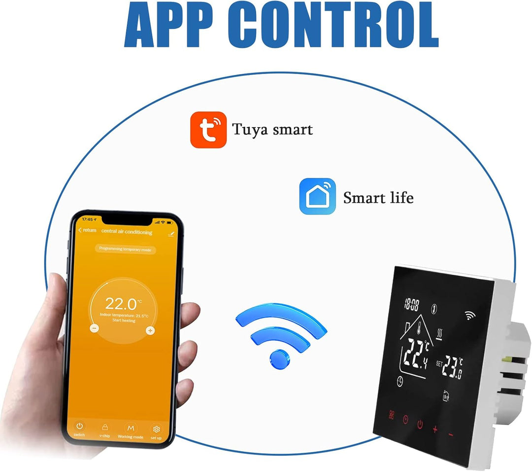 Smart WiFi Thermostat Fussbodenheizung Wasser, Tuya WiFi Heizungsthermostat LED Display Touchscreen