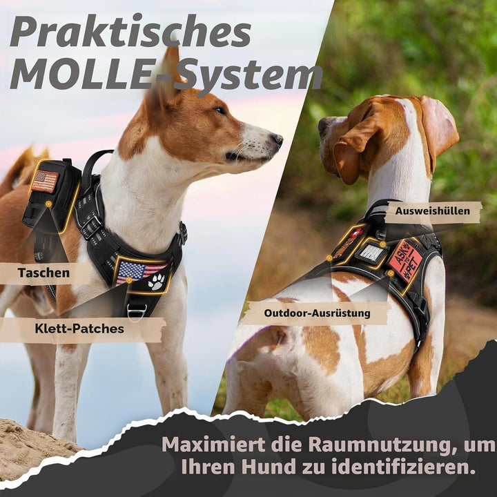 rabbitgoo Hundegeschirr Grosse Hunde, Anti Zug Geschirr Hund Verstellbar mit Griffe Verbreitert, Rob