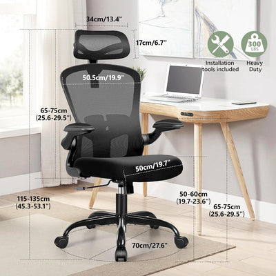 FelixKing Ergonomischer Bürostuhl, Computerstuhl, verstellbare Lendenwirbelstütze, 3D-Kopfstütze und